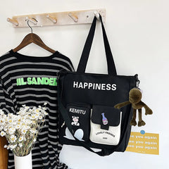 Large Capacity Nylon Patchwork Tote Bag for Girls