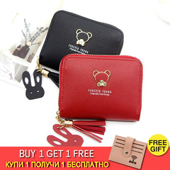 Leather Women Wallets Short Wallet Student Coin Purse Card Holder