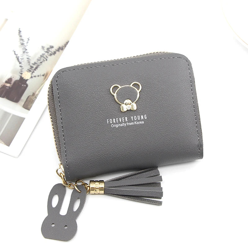 Leather Women Wallets Short Wallet Student Coin Purse Card Holder