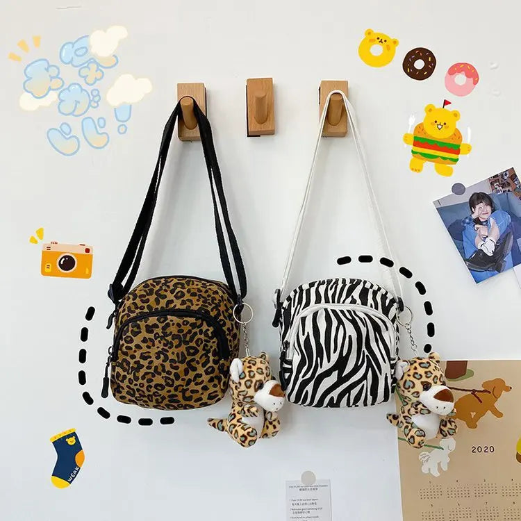 Leopard Canvas Bag Messenger Wave Style Shoulder Bag