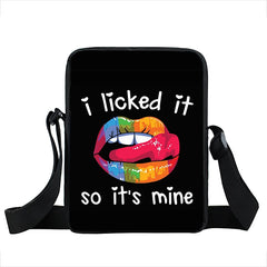 Leopard Rainbow Lips Shoulder Bag Women Handbag Canvas Messenger Bag