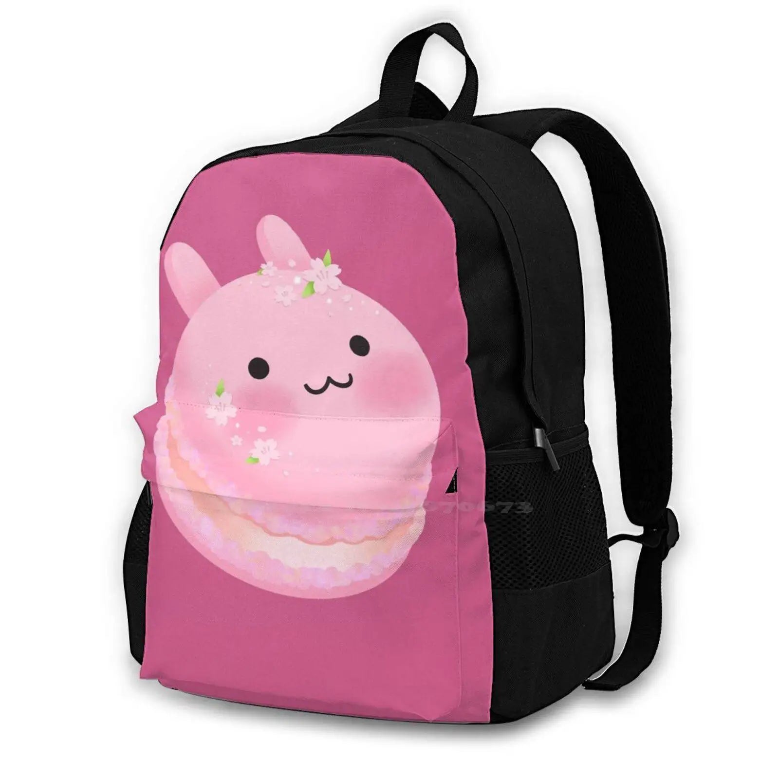 Dark Pink Macaron 3D Print Backpack Rabbit Bunny Dessert