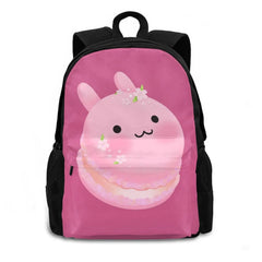 Dark Pink Macaron 3D Print Backpack Rabbit Bunny Dessert