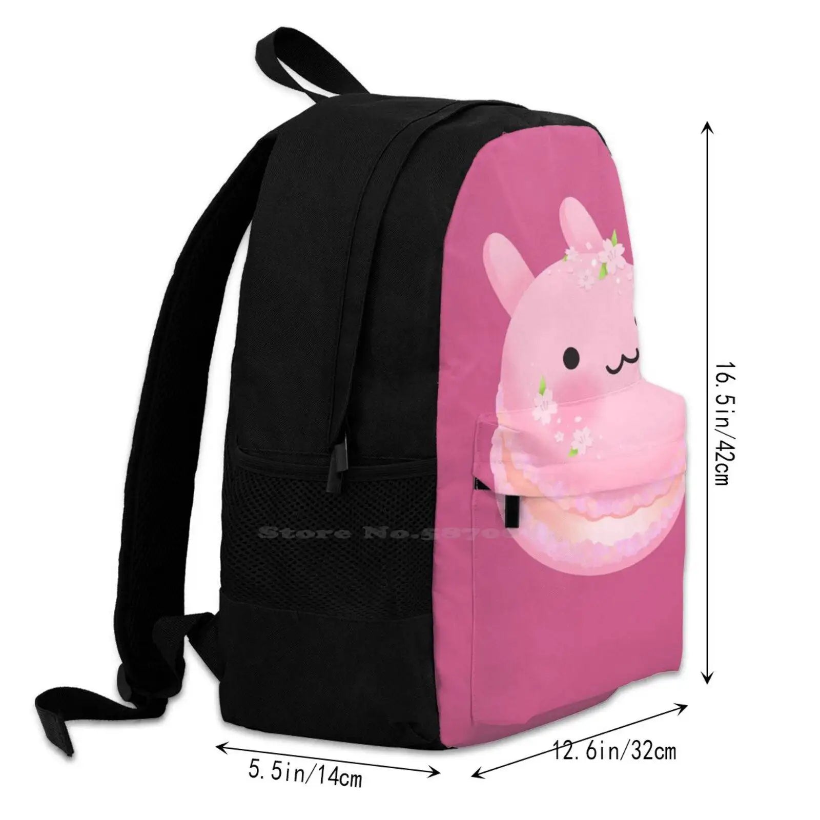 Dark Pink Macaron 3D Print Backpack Rabbit Bunny Dessert