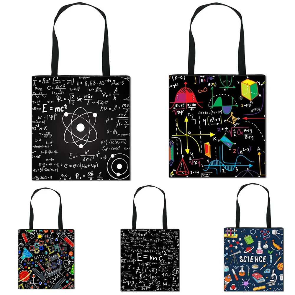 Science Experiment Shoulder Bag Girls Canvas Totes Women Shopping Bags