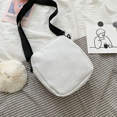 Monster Pattern Mini Crossbody Bag Zipper Canvas Mobile Phone Shoulder Bag