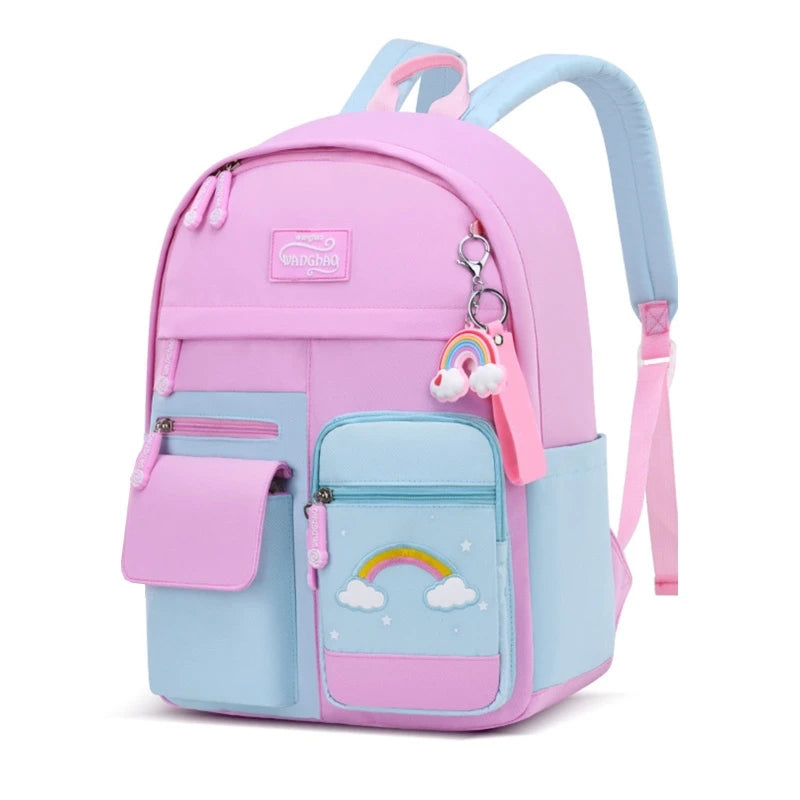 Nylon School Backpack for Girls Children Cartoon Bookbag