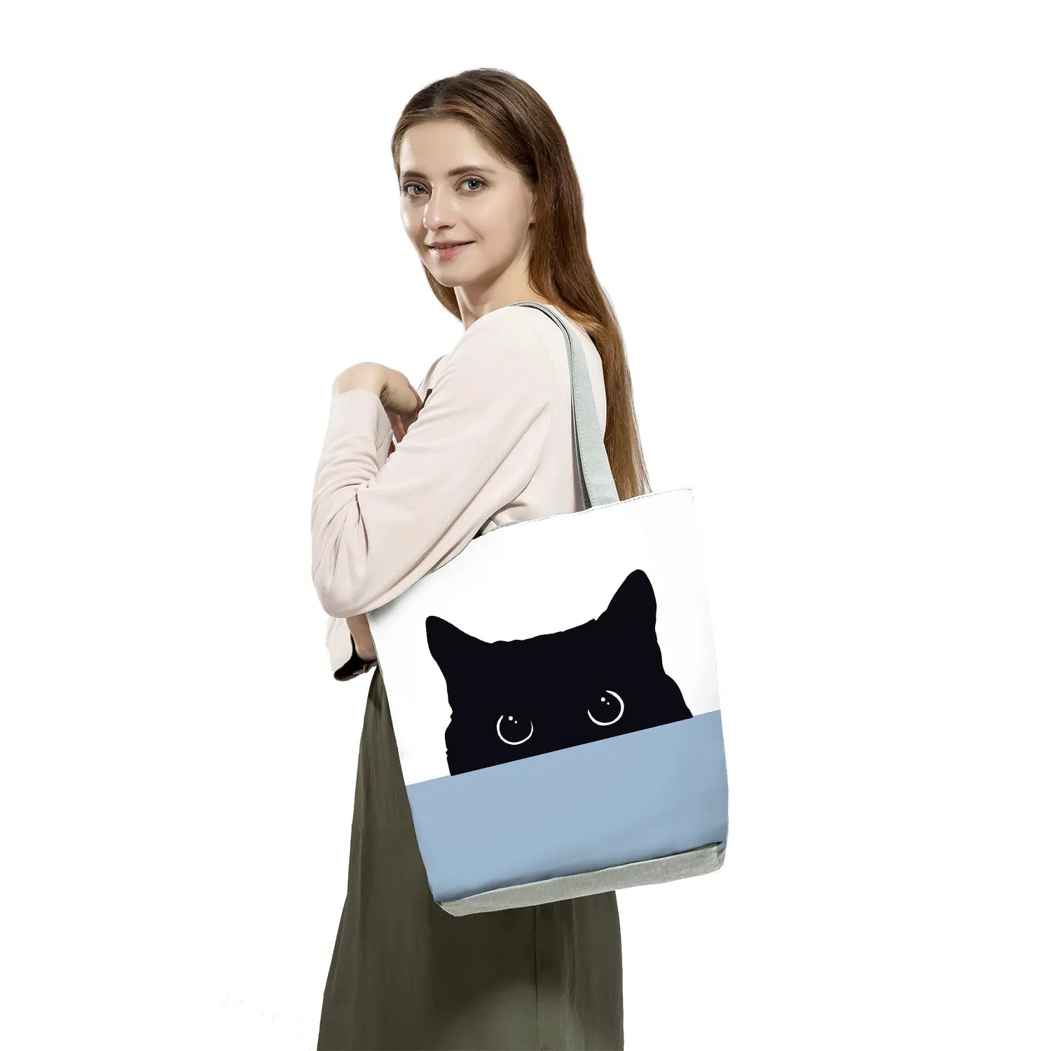 Cat Prints Shoulder Bag Eco Reusable Handbag for Groceries