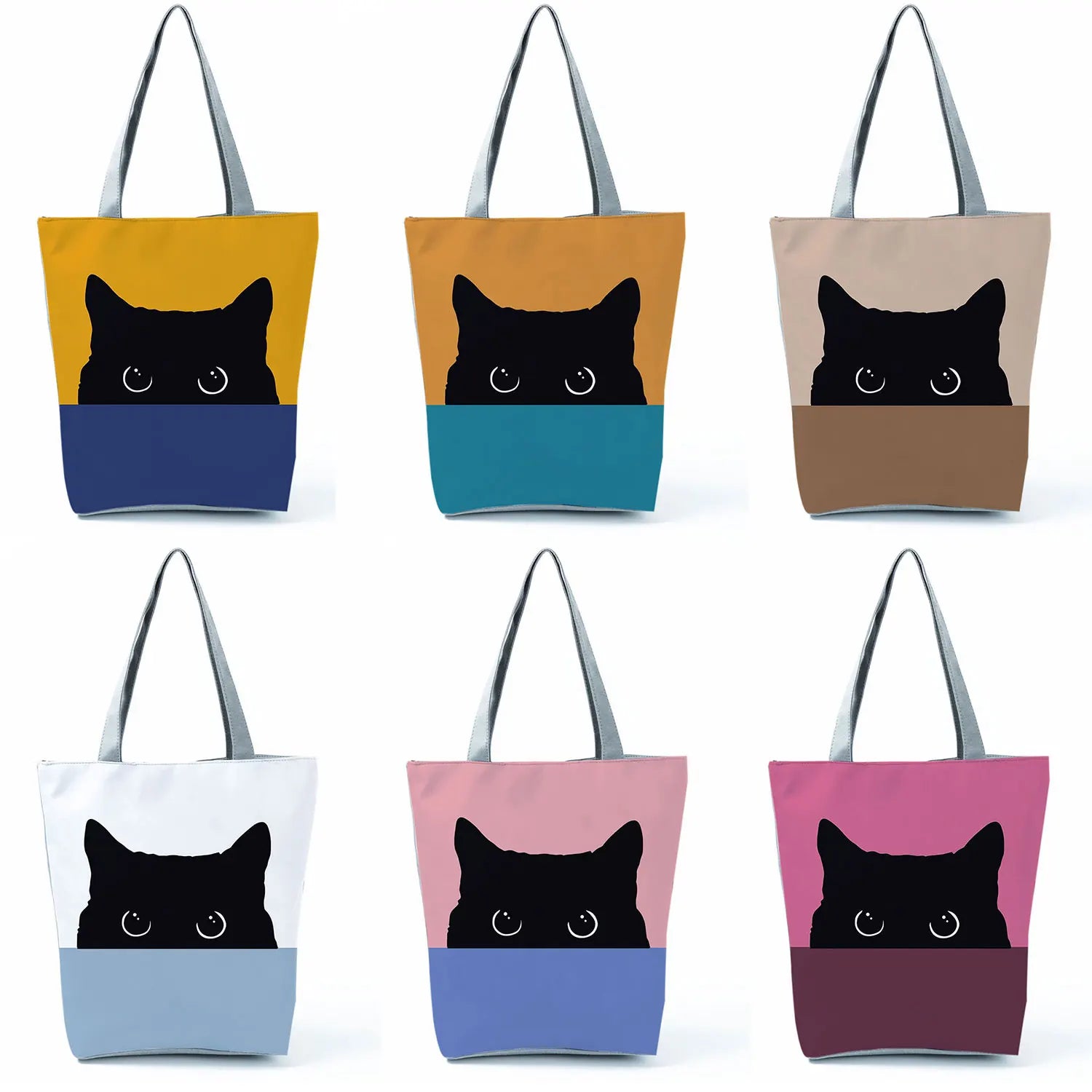 Cat Prints Shoulder Bag Eco Reusable Handbag for Groceries