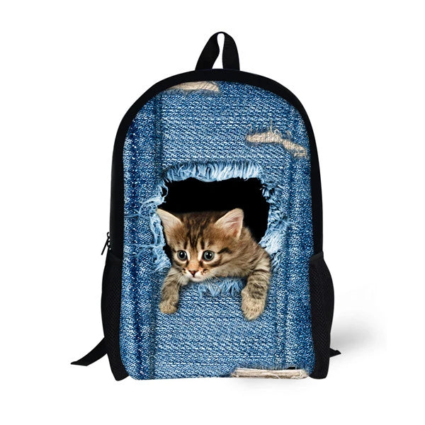 3D Printing Pet Dog Cat Backpack for Girls Funny Puppies Kids Bagpack