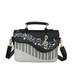 Piano Music Pattern Leather Shoulder Handbags for Women