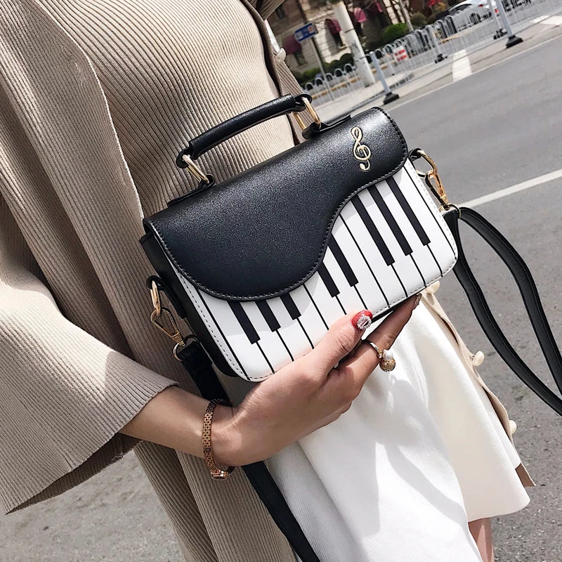 Piano Pattern Shoulder Bag Casual Ladies Handbag Crossbody Messenger Bag