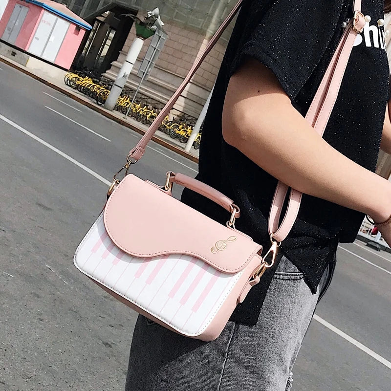 Piano Pattern Shoulder Bag Casual Ladies Handbag Crossbody Messenger Bag