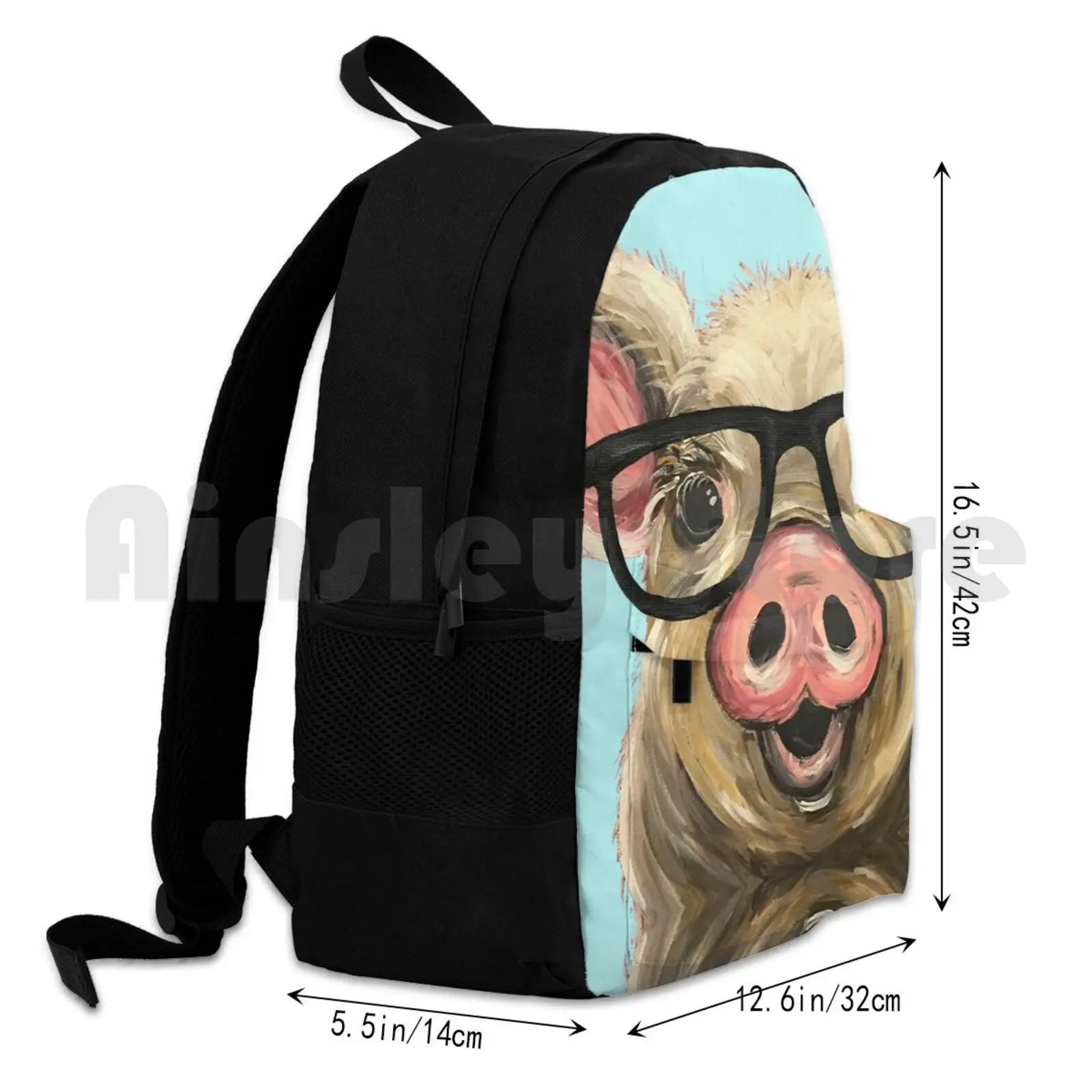 Pig Art Pig with Glasses Outdoor Hiking Backpack Waterproof Camping Travel