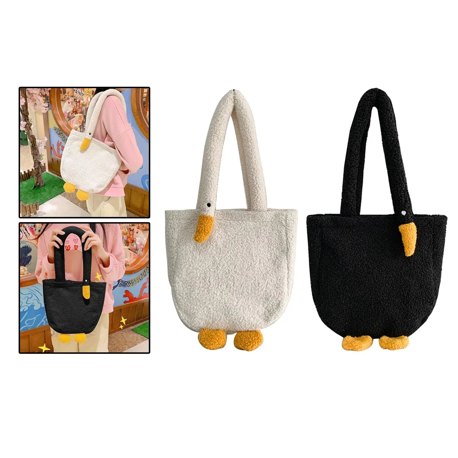 Funny Goose Plush Handbag Large Capacity Tote Shoulder Bag Women