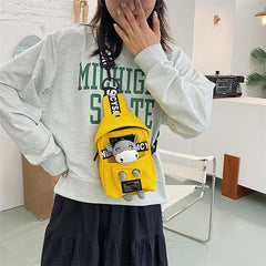 Plush Toy Chest Bag Women Canvas Crossbody Shoulder Bag