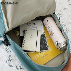 Preppy Style High Nylon School Backpack