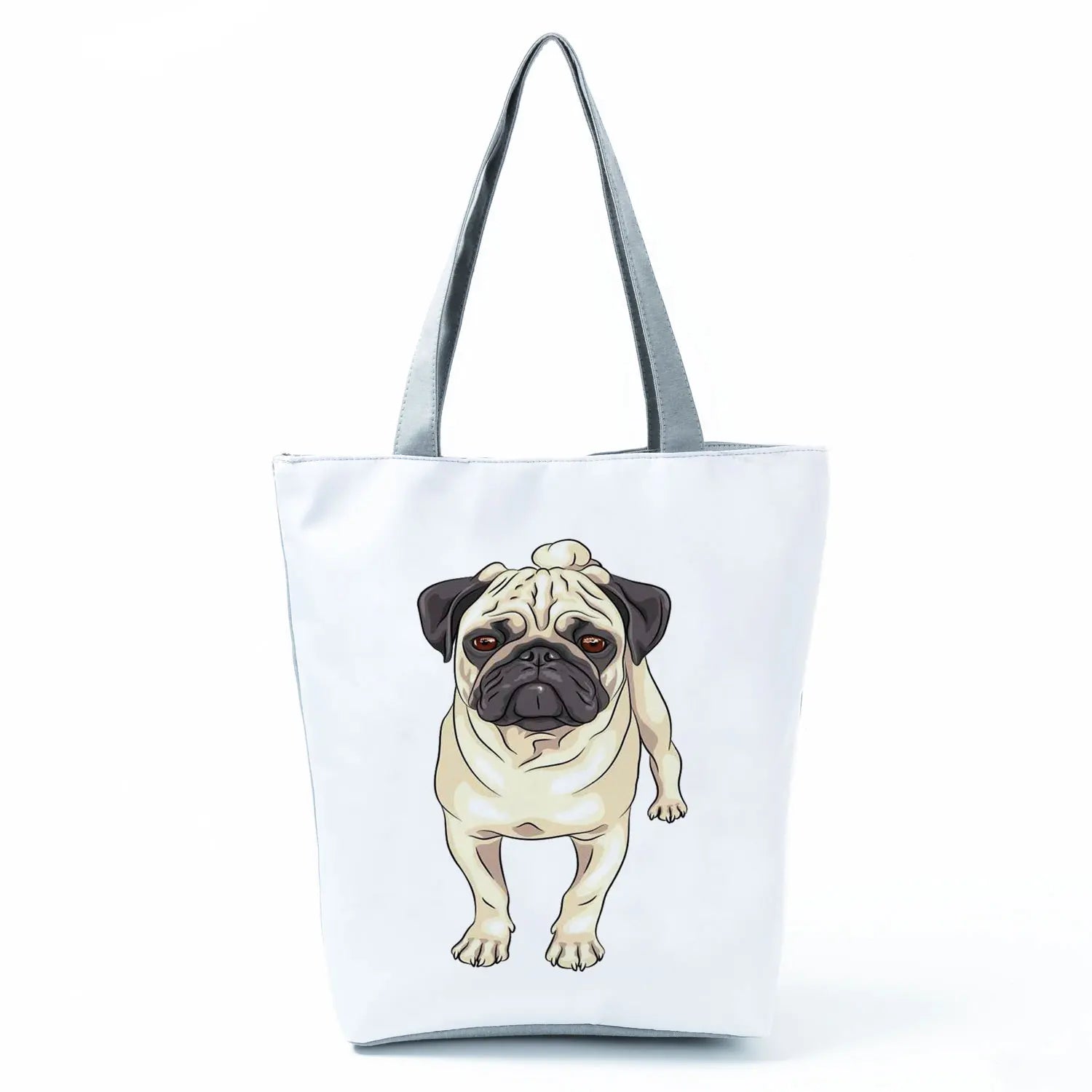 Pug Dog Print Reusable Shopping Bags Eco-Friendly Foldable Handbag