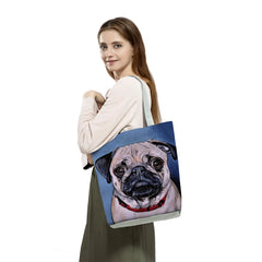 Pug Dog Print Reusable Shopping Bags Eco-Friendly Foldable Handbag
