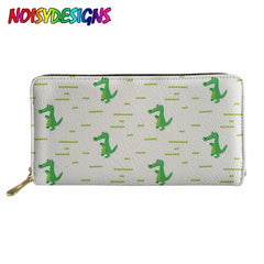 Dino Print Zipper Purse for Women - Leather Passport Cover