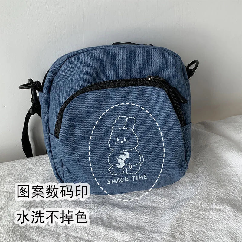 Rabbit Canvas Crossbody Bag for Women Girls