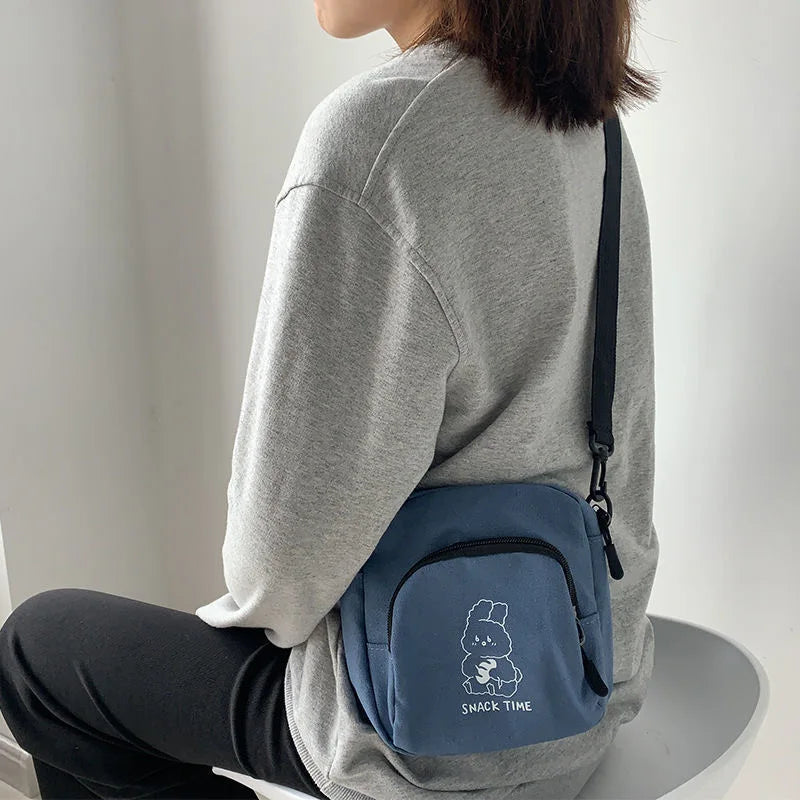Rabbit Canvas Crossbody Bag for Women Girls