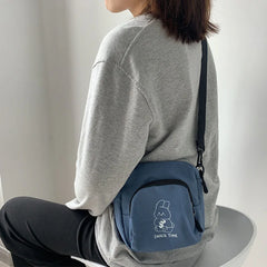 Rabbit Canvas Crossbody Bag for Women Girls