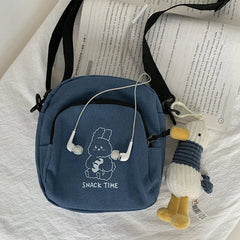 Rabbit Canvas Crossbody Bag for Women Girls