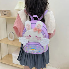 Rabbit PU Children School Backpacks with Wing Girls Princess Bow Bags