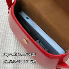 Red Cherries Embroidery Saddle Bag Messenger