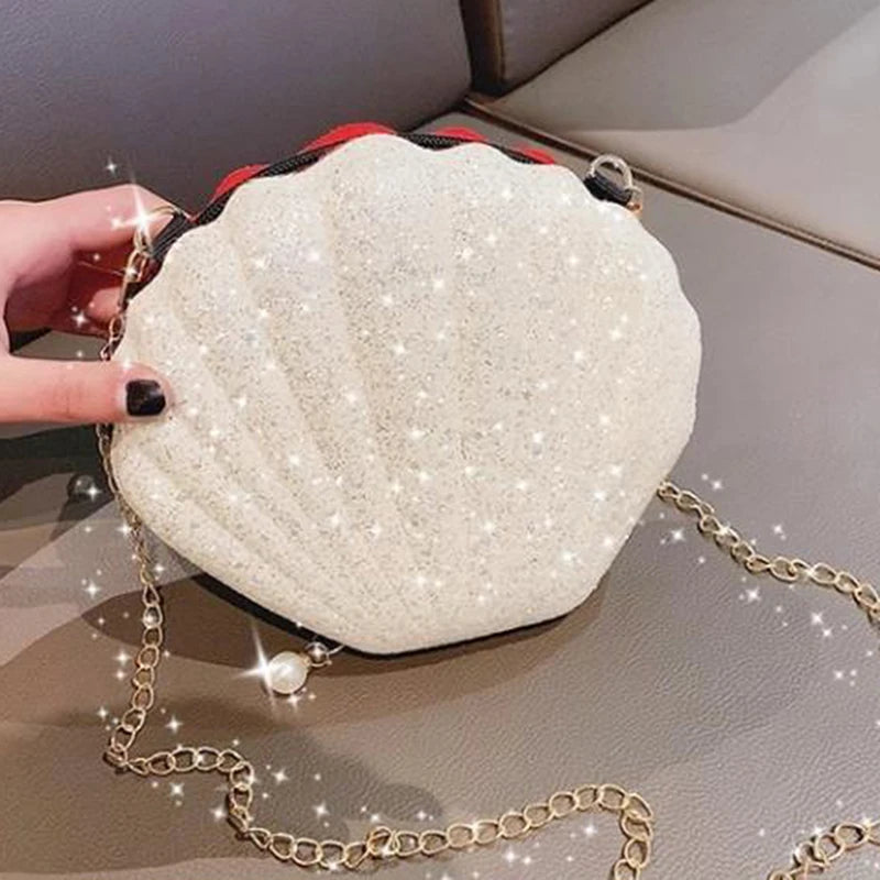 Small Shell Bag Women Sequins Shoulder Chain Crossbody Messenger Bag