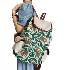 Sloth Printing Eco School Backpack Men's Women's Bag Student Bag