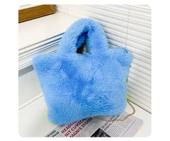 Soft Plush Women's Shoulder Bag Cartoon Sky Clouds Small Tote Handbags