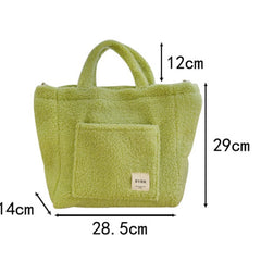 Solid Women Plush Shoulder Bag Large Capacity Lamb Like Fabric Crossbody Bags