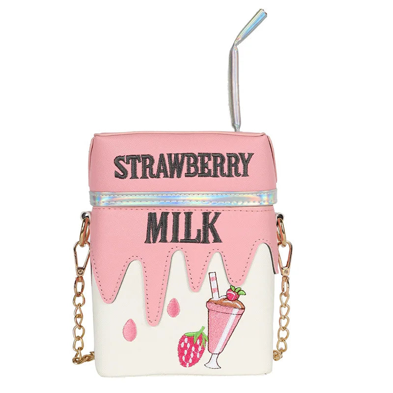 Straw Milk Box Women Crossbody Bag Funny Purse for Women Handbags