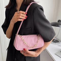Solid Small PU Leather Shoulder Bags for Women