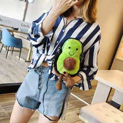Plush Avocado Crossbody Bag for Girls - Cute Fruit Satchel Handbag