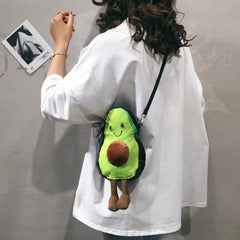 Plush Avocado Crossbody Bag for Girls - Cute Fruit Satchel Handbag