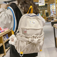 Sweet Girl School Backpack Women Bowknot Waterproof Students Book