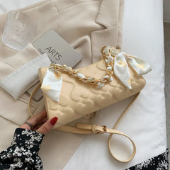 Mini PU Leather Crossbody Shoulder Bag with Scarf