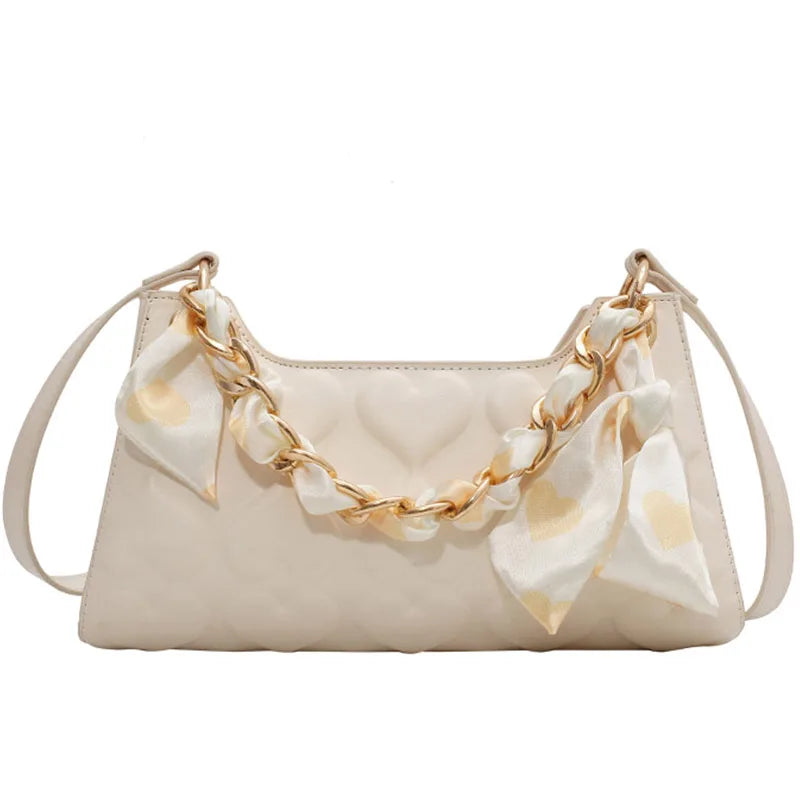 Mini PU Leather Crossbody Shoulder Bag with Scarf