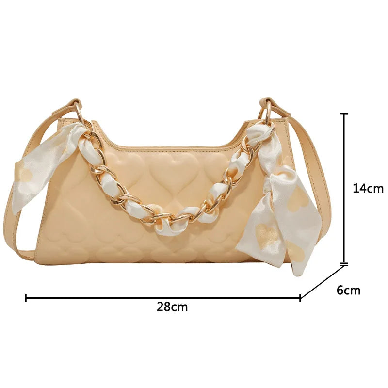Mini PU Leather Crossbody Shoulder Bag with Scarf