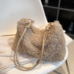 Women's Winter Faux Fur Tote Bag Soft Handbag Purse