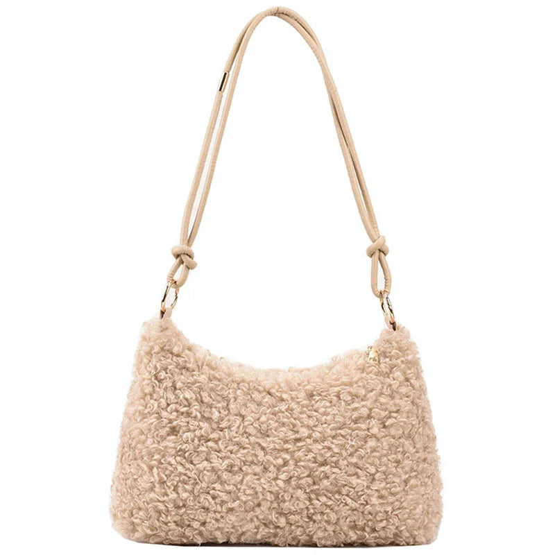 Women's Winter Faux Fur Tote Bag Soft Handbag Purse