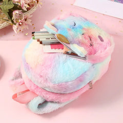Unicorn Backpack Soft Fur Schoolbag for Kids