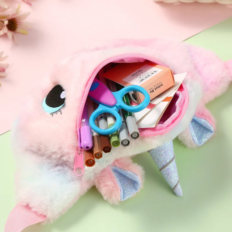Unicorn Kids Fanny Pack Waist Bag Plush Belt Gradient Coin Purse