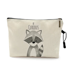 Watercolor Animal Prints Cosmetic Case Woman Cartoon Dinosaur Bear Makeup Bag