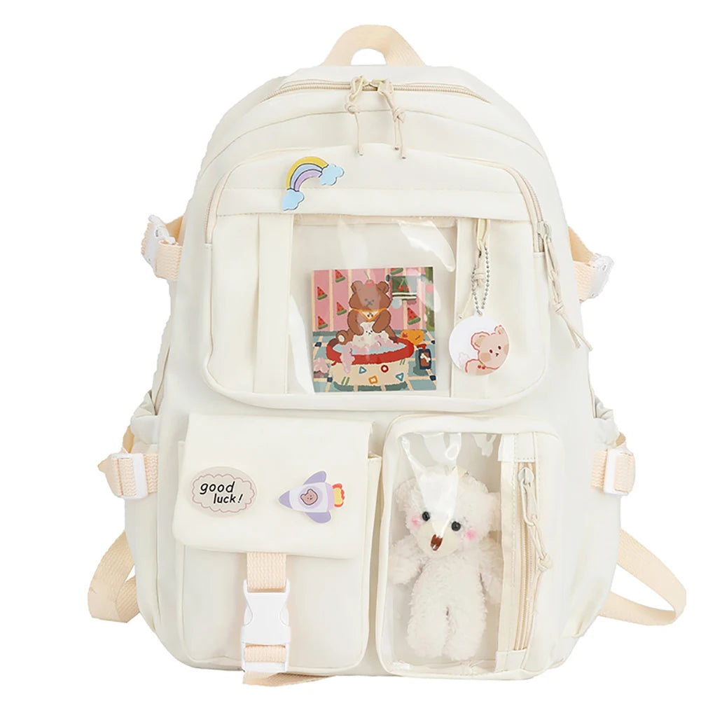 Waterproof Student Backpack for Girls - Multi-Pocket Nylon School Bag