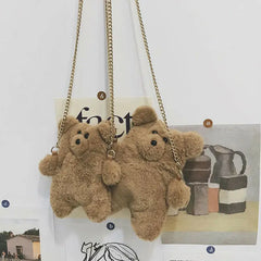 Plush Teddy Bear Shoulder Bag for Girls - Stuffed Bear Crossbody Gift