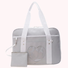 Women Large Canvas Heart Patchwork Shoulder Bag